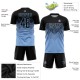 Benutzerdefiniertes hellblau-schwarzes Sublimations-Fußballtrikot Benutzerdefiniertes hellblau-schwarzes Sublimations-Fußballtrikot