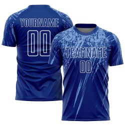Benutzerdefiniertes Royalblau-Weiß Sublimation Fußballtrikot
