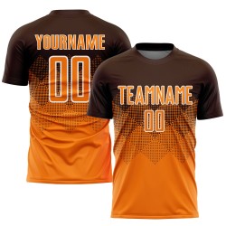 Benutzerdefiniertes Brown Bay Orange-Weiß Sublimation Fußballtrikot