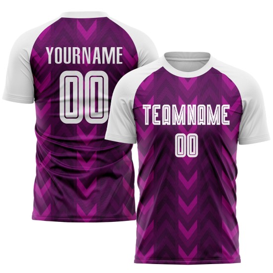 Benutzerdefiniertes lila-weißes Sublimations-Fußballtrikot