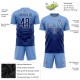 Benutzerdefiniertes hellblaues, marineblaues und weißes Sublimations-Fußballtrikot Benutzerdefiniertes hellblaues, marineblaues und weißes Sublimations-Fußballtrikot