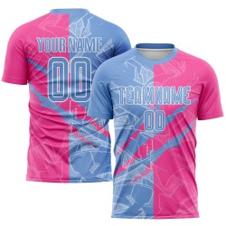 Benutzerdefinierte Graffiti Muster Hellblau-Rosa Scratch Sublimation Fußball Uniform Jersey