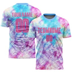 Benutzerdefinierte Tie Dye Rosa-Hellblau Sublimation Fußball Uniform Trikot