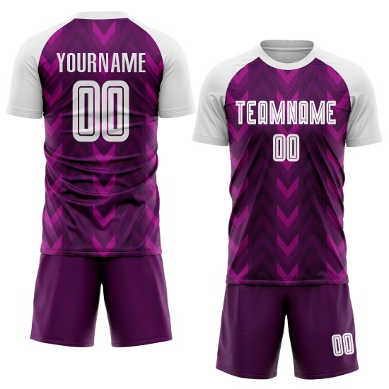 Benutzerdefiniertes lila-weißes Sublimations-Fußballtrikot