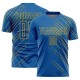 Benutzerdefiniertes Sublimations-Fußballtrikot mit blauen und goldenen Linien Benutzerdefiniertes Sublimations-Fußballtrikot mit blauen und goldenen Linien