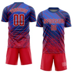 Individuelles Fußballtrikot mit Sublimationsdruck in Königsrot und Weiß Individuelles Fußballtrikot mit Sublimationsdruck in Königsrot und Weiß