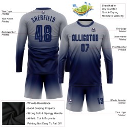 Benutzerdefinierte grau Marine Sublimation Langarm Fade Fashion Fußball Uniform Trikot