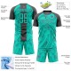 Benutzerdefinierte Aqua Steel Grey Abstract Fluid Sublimation Fußballuniform Trikot Benutzerdefinierte Aqua Steel Grey Abstract Fluid Sublimation Fußballuniform Trikot