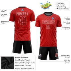 Benutzerdefiniertes rot-schwarzes Sublimations-Fußballtrikot Benutzerdefiniertes rot-schwarzes Sublimations-Fußballtrikot