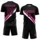 Benutzerdefinierte schwarz rosa-weiß diagonale Linien Sublimation Fußball Uniform Trikot Benutzerdefinierte schwarz rosa-weiß diagonale Linien Sublimation Fußball Uniform Trikot