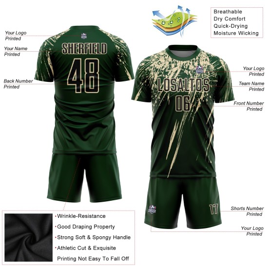Benutzerdefiniertes grün-schwarz-cremefarbenes Sublimations-Fußballtrikot Benutzerdefiniertes grün-schwarz-cremefarbenes Sublimations-Fußballtrikot