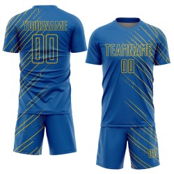 Benutzerdefiniertes Sublimations-Fußballtrikot mit blauen und goldenen Linien