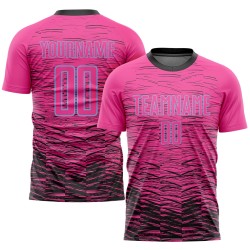 Benutzerdefiniertes Fußballtrikot mit Sublimationsdruck in Rosa und Schwarz