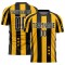 Benutzerdefinierte Gold Schwarz-Weiß Sterne Und Quadrate Sublimation Fußball Uniform Trikot