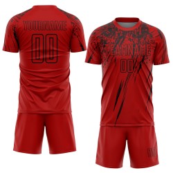 Benutzerdefiniertes rot-schwarzes Sublimations-Fußballtrikot Benutzerdefiniertes rot-schwarzes Sublimations-Fußballtrikot