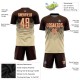 Benutzerdefiniertes braunes, creme-oranges Sublimations-Fußballtrikot Benutzerdefiniertes braunes, creme-oranges Sublimations-Fußballtrikot