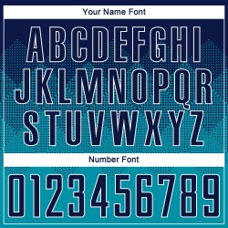 Individuelles Fußballtrikot mit Sublimationsdruck, Marineblau und Weiß Individuelles Fußballtrikot mit Sublimationsdruck, Marineblau und Weiß