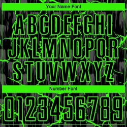 Benutzerdefiniertes schwarzes neongrünes Blitz-Sublimations-Fußballtrikot Benutzerdefiniertes schwarzes neongrünes Blitz-Sublimations-Fußballtrikot